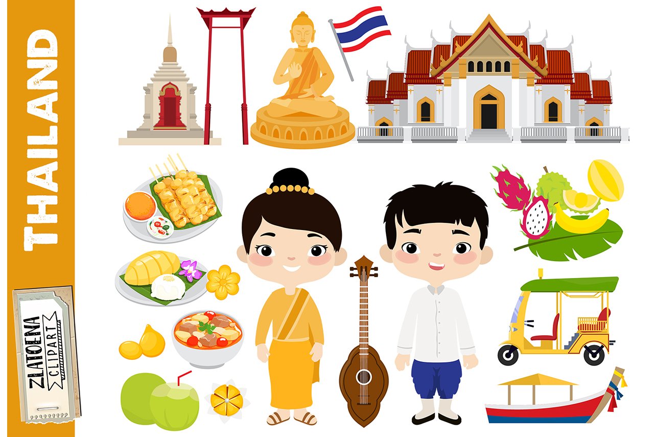Lots of Thai elements for creating a full culture composition.