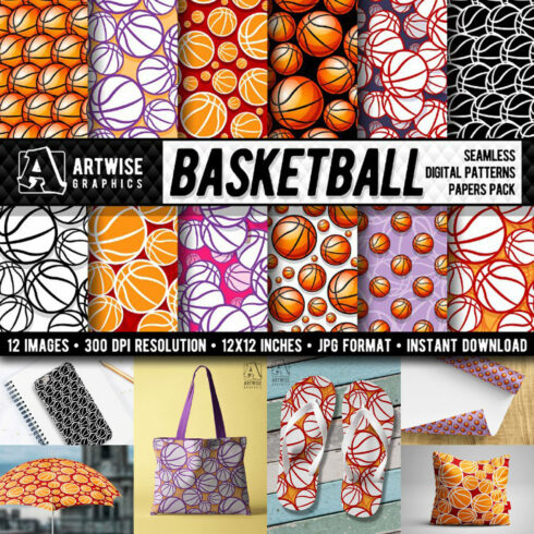 Basketball digital paper graphics - main image preview.