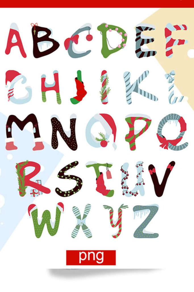 Christmas alphabet PNG. saint nicholas font | MasterBundles