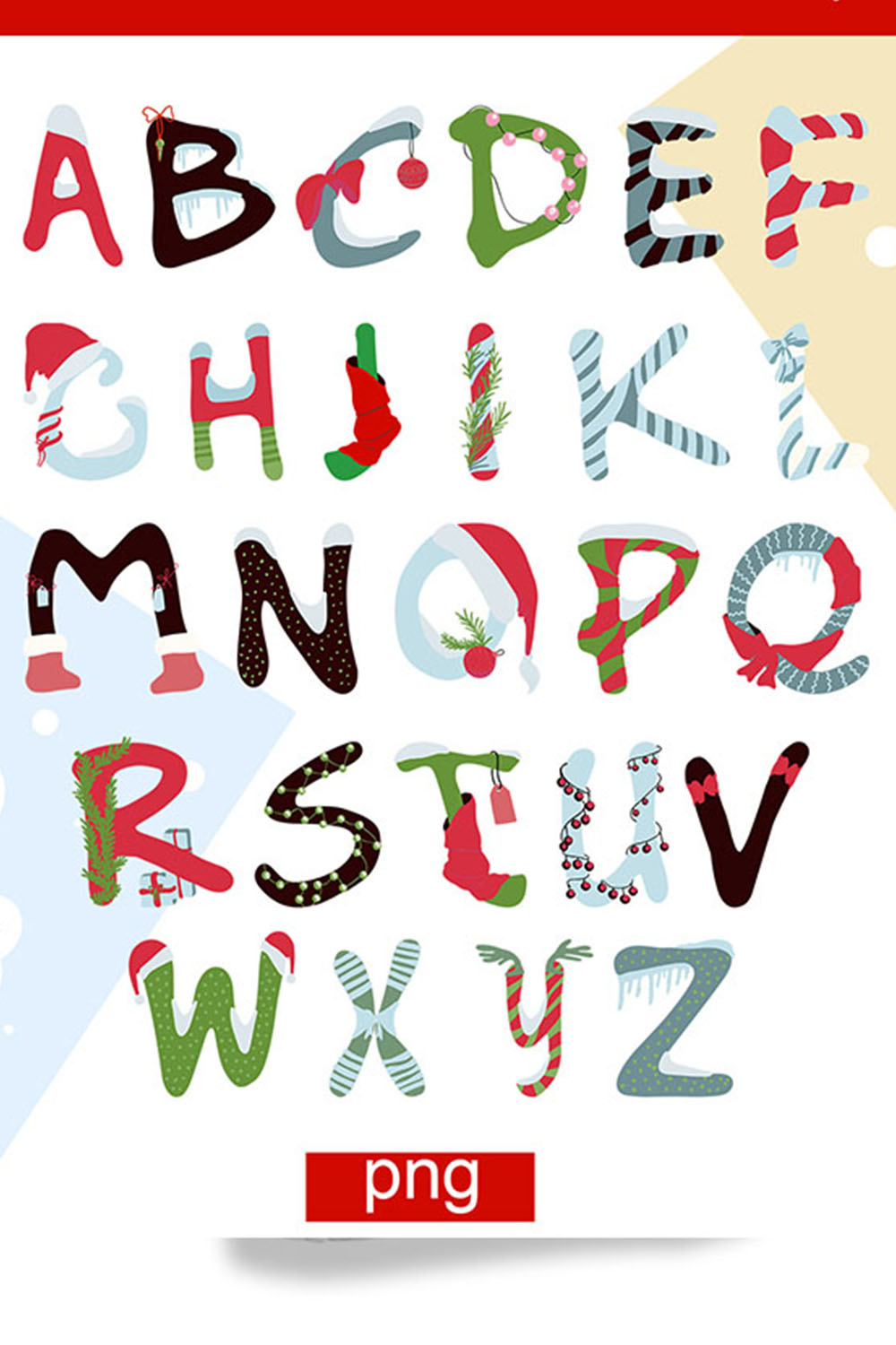 Christmas Alphabet PNG, Saint Nicholas Font pinterest image.