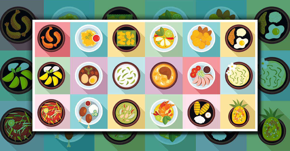 Thai Food Icons Set, Flat Style – MasterBundles