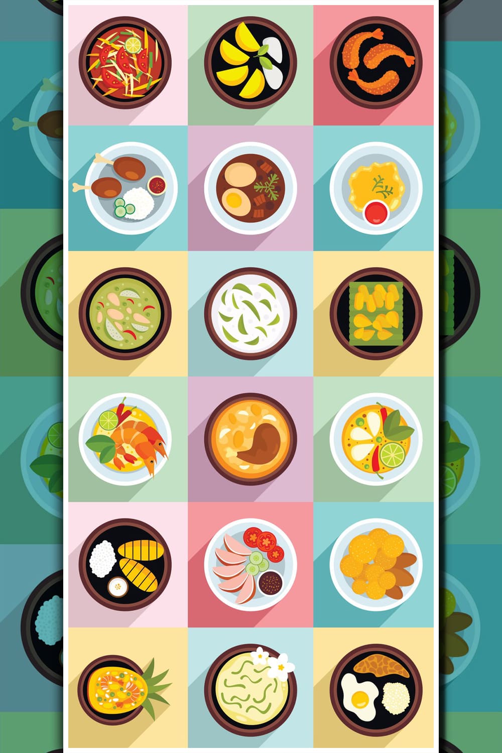 550397 thai food icons set flat style pinterest 1000 1500