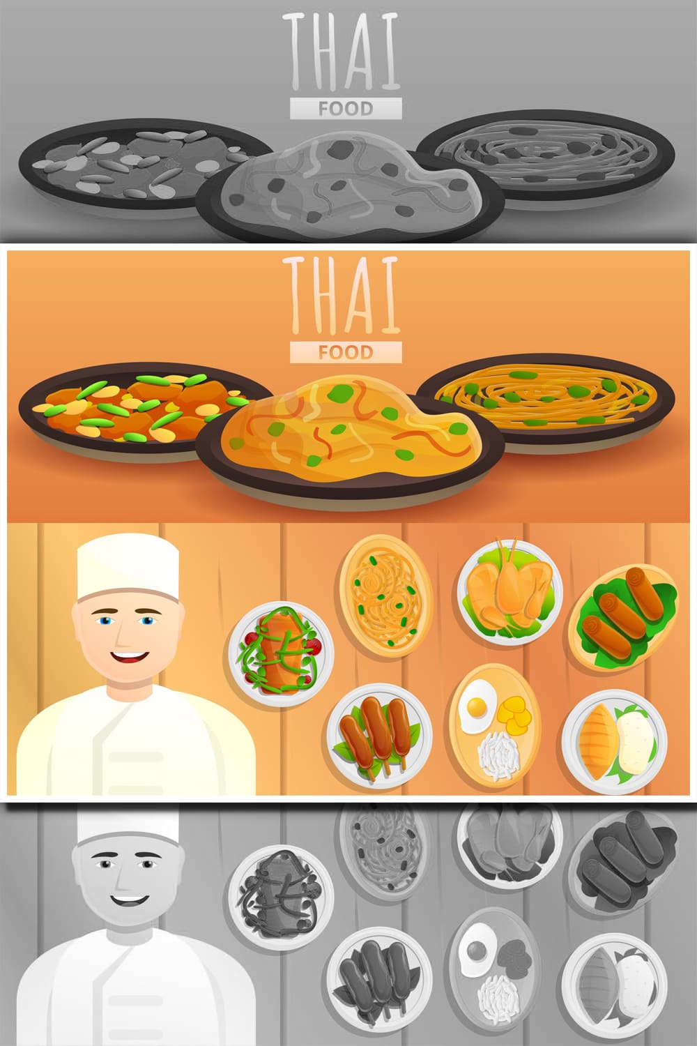 567943 thai food banner set cartoon style pinterest 1000 1500