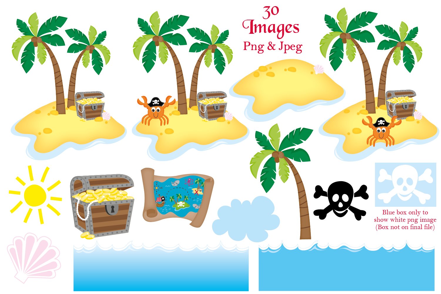 Beach elements for a summer illustration.