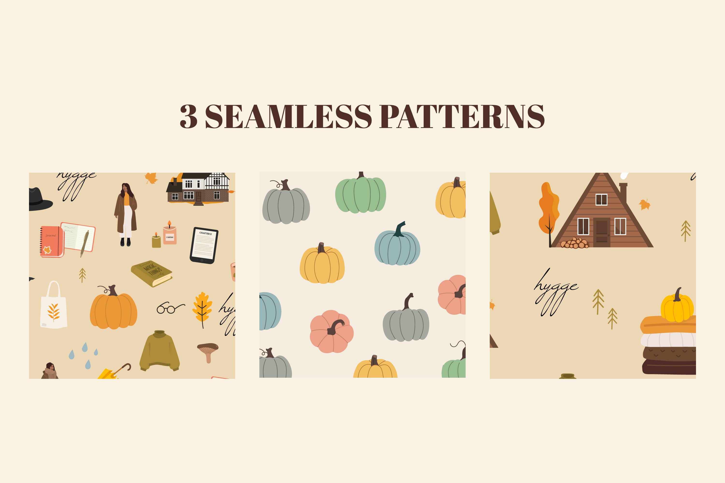 Autumn patterns with different prints.