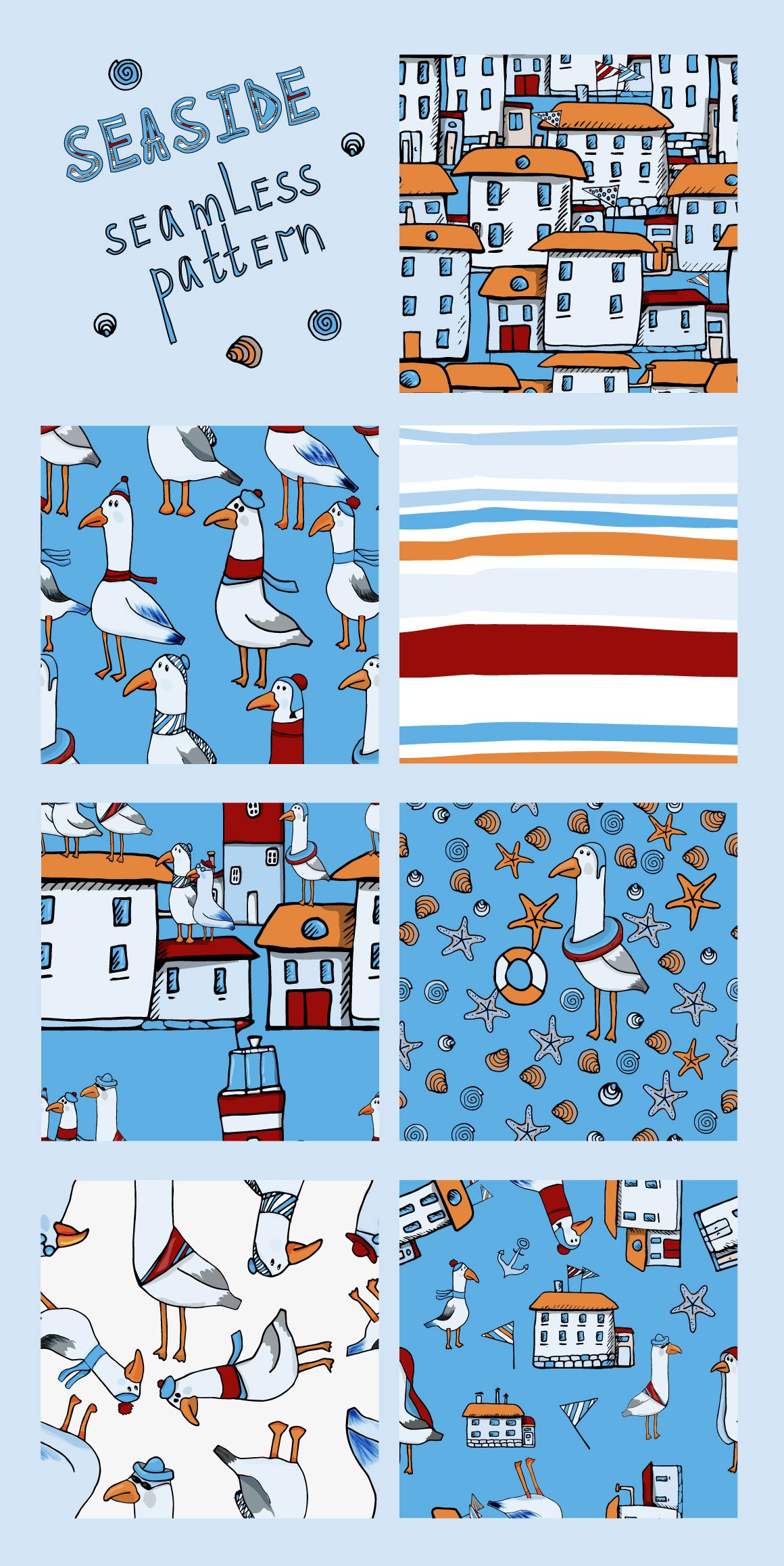 Blue patterns with birds prints.