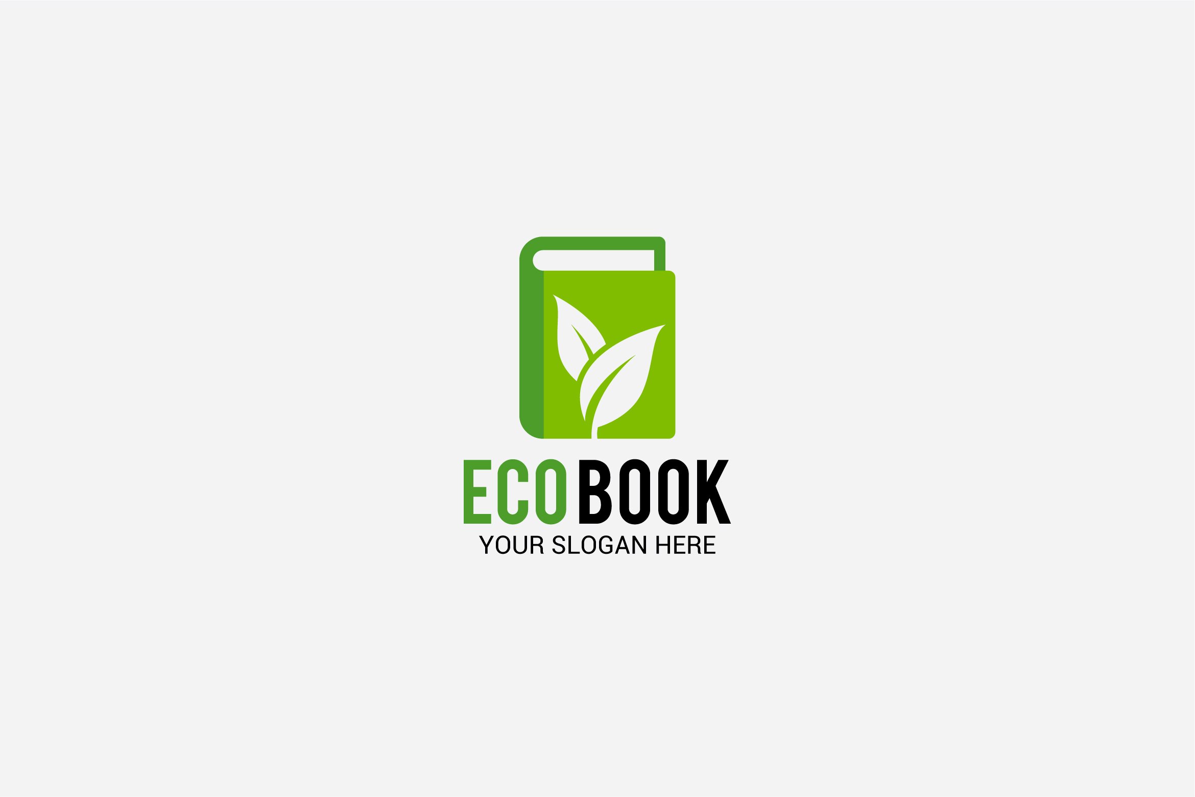 White background with a cool green book logo.