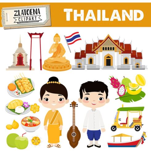 Thailand clipart Travel Southeast Asia Flag Buddha Culture.