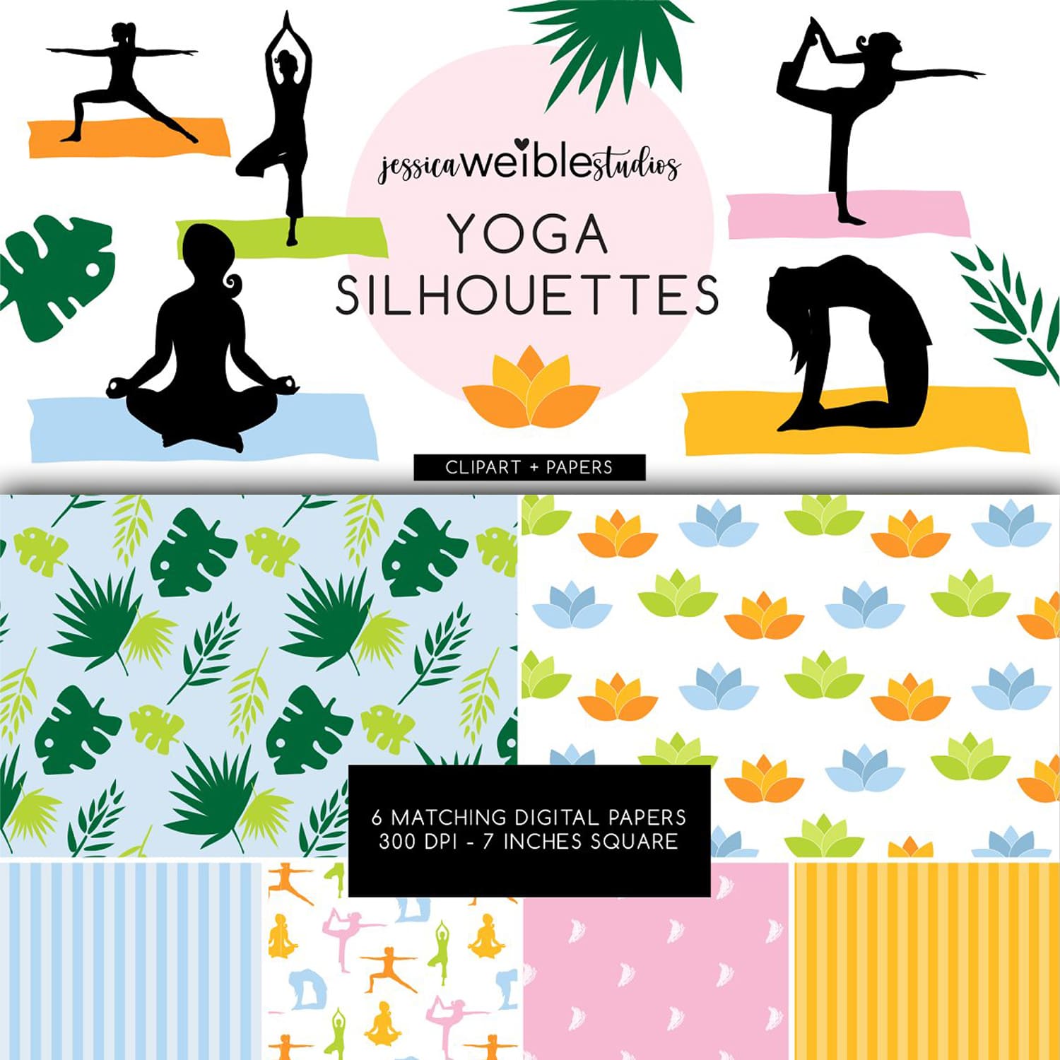 Yoga silhouettes - main image preview.