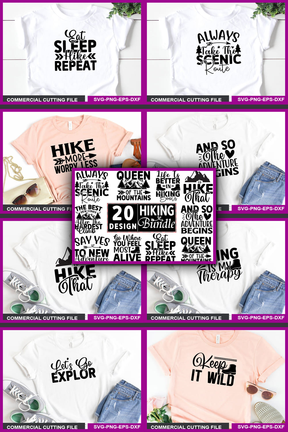 Hiking SVG T shirt Design Bundle - Pinterest.