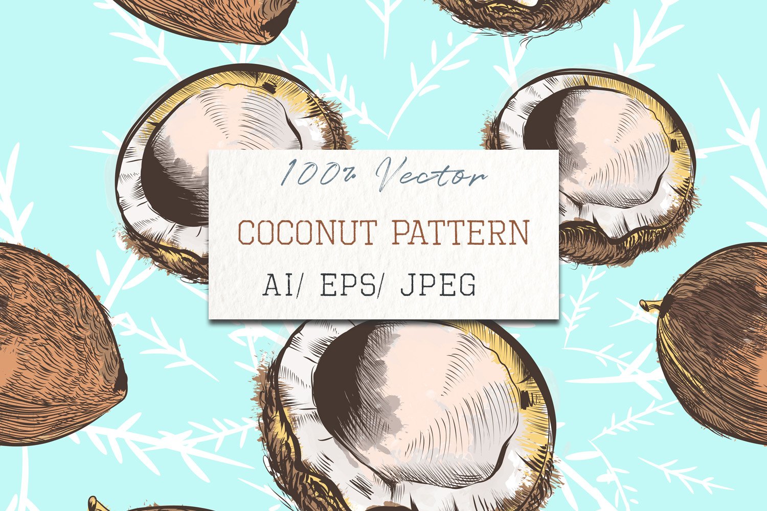 Cool coconuts illustration set.
