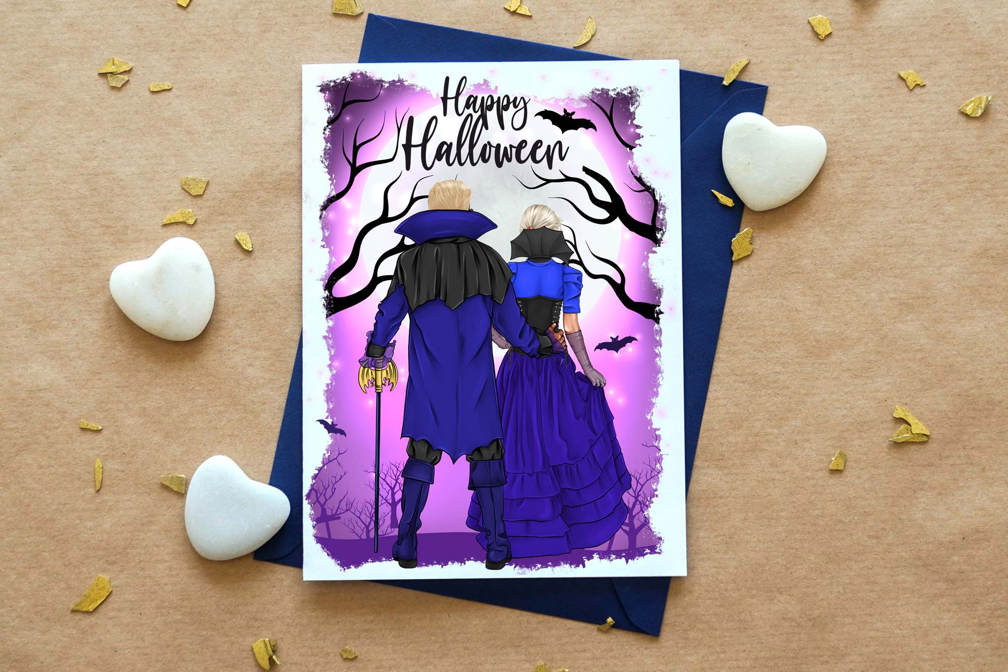 Halloween Couple Clipart for greeting cards.
