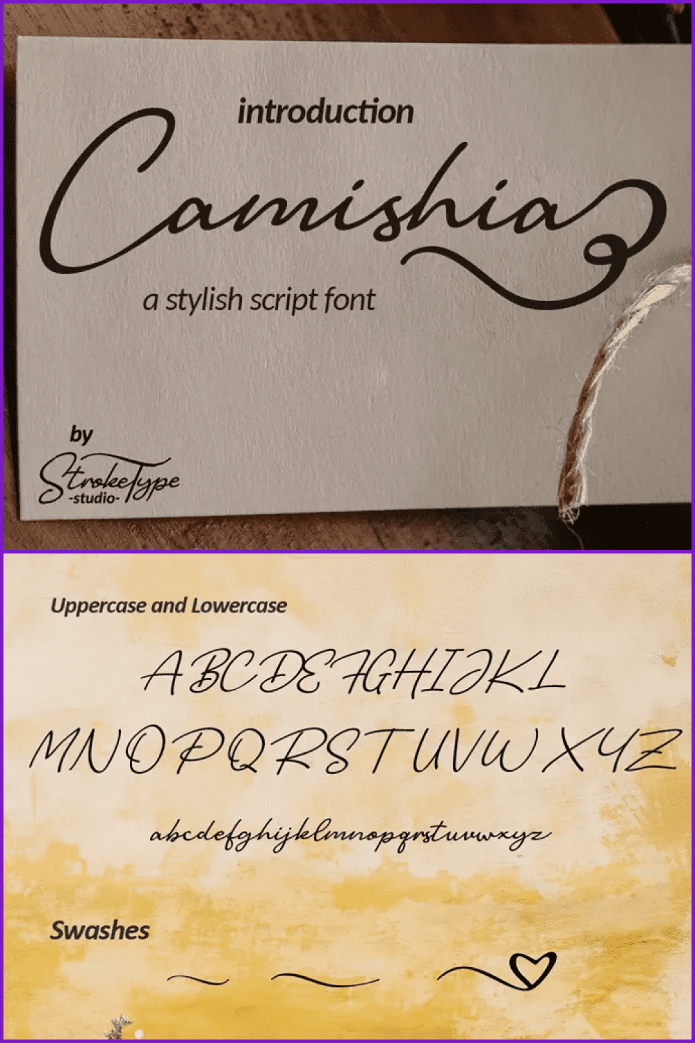 An example of a font for a signature on a postcard.