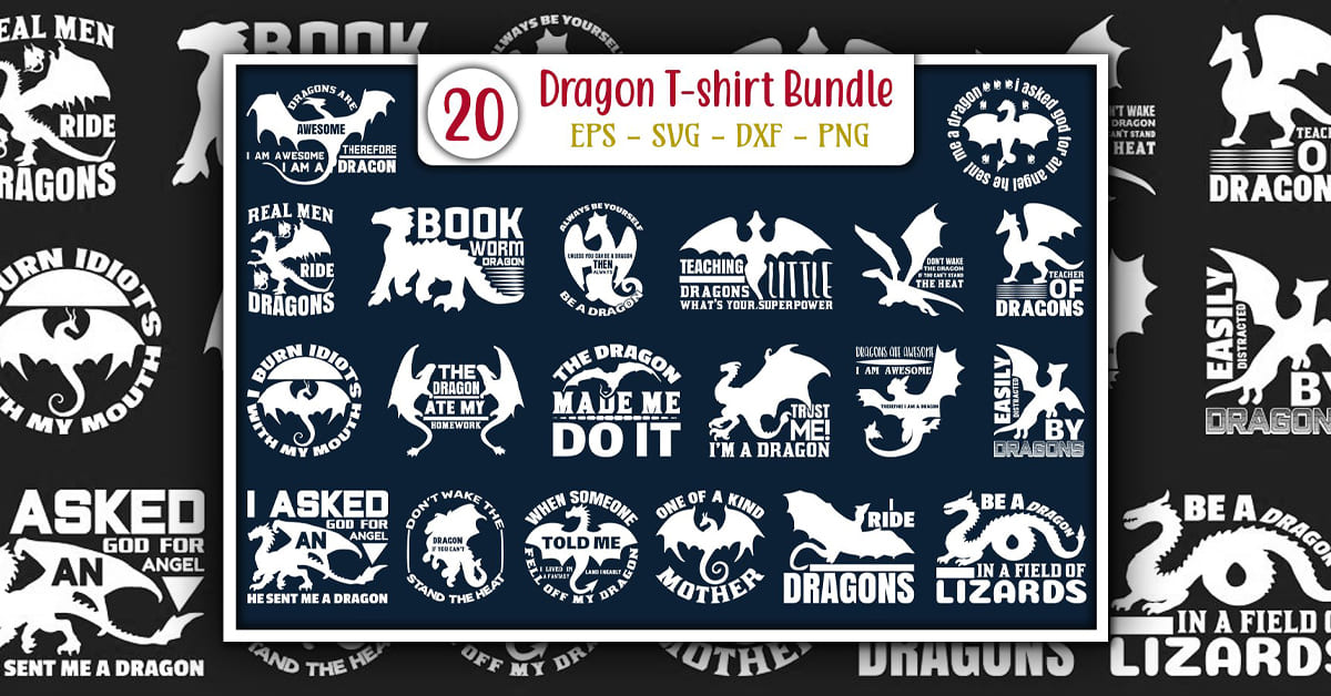 Dragon T-shirt Design Bundle White - Facebook