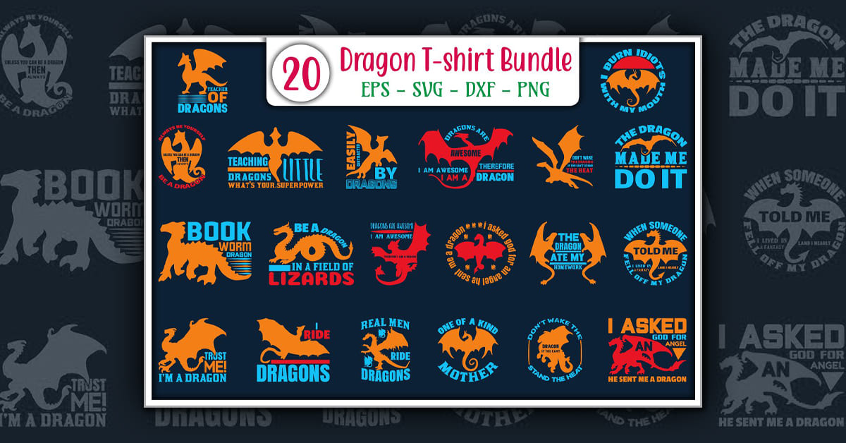 Dragon T-shirt Design Bundle Colorful - Facebook.