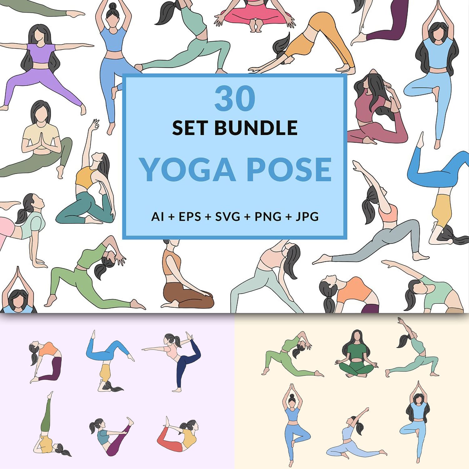 30 bundle women yoga pose wellness - main image preview.