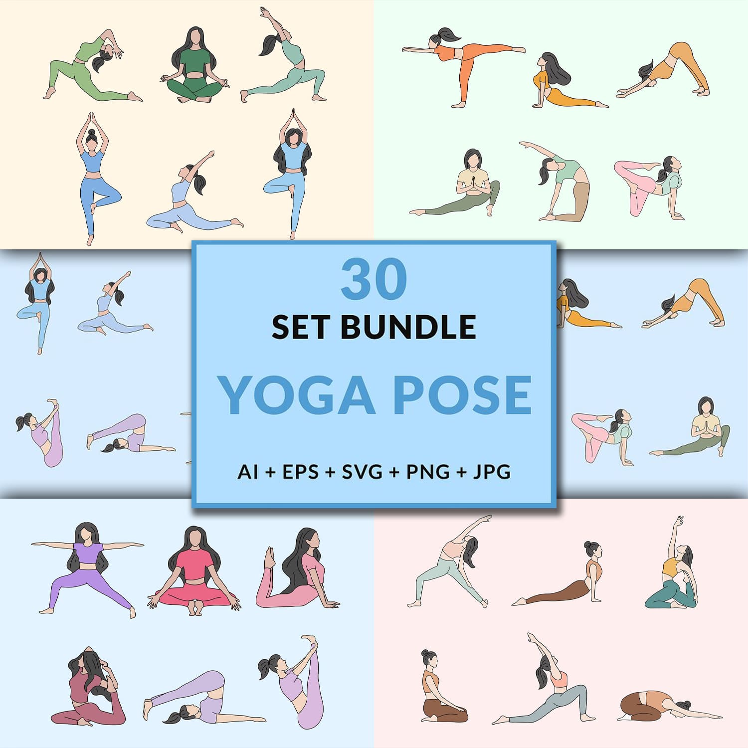 30 Bundle Women Yoga Pose Wellness created by Morspective.