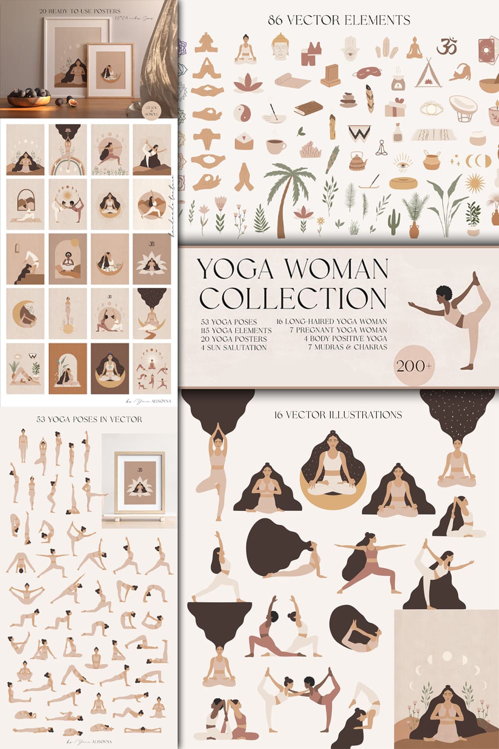 Yoga woman collection - pinterest image preview.