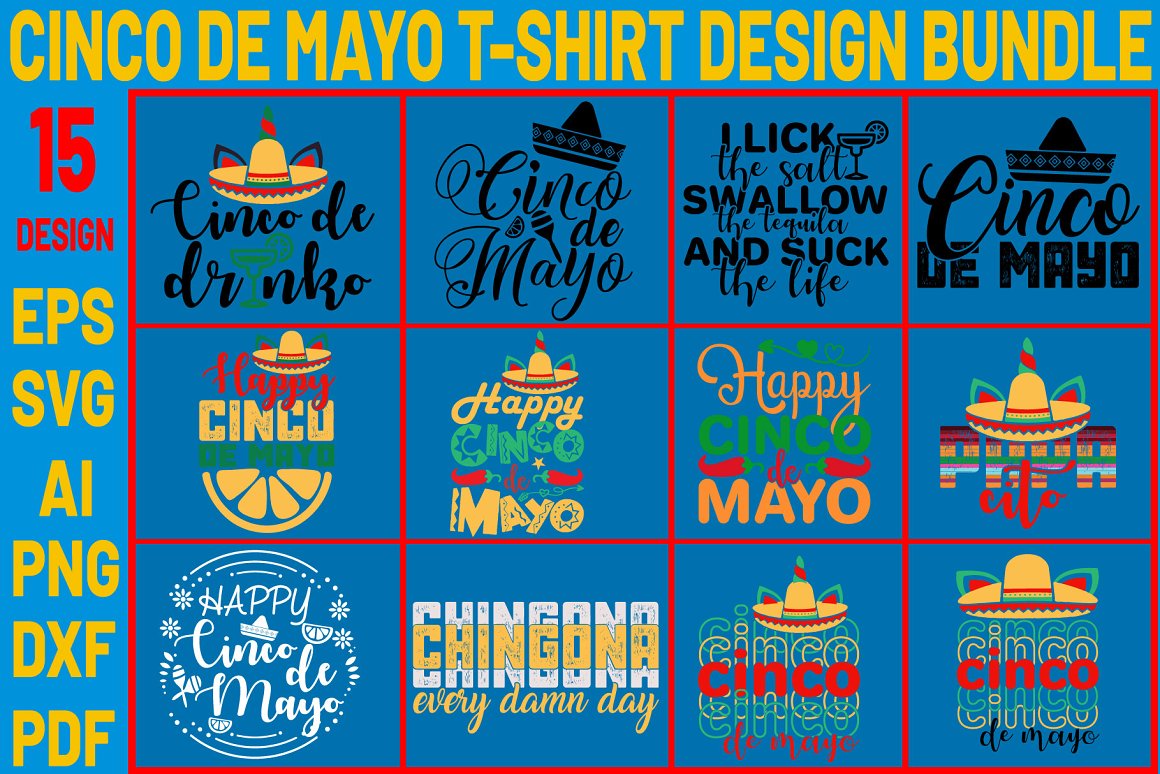 Cinco de mayo t-shirt design bundle (15 design).