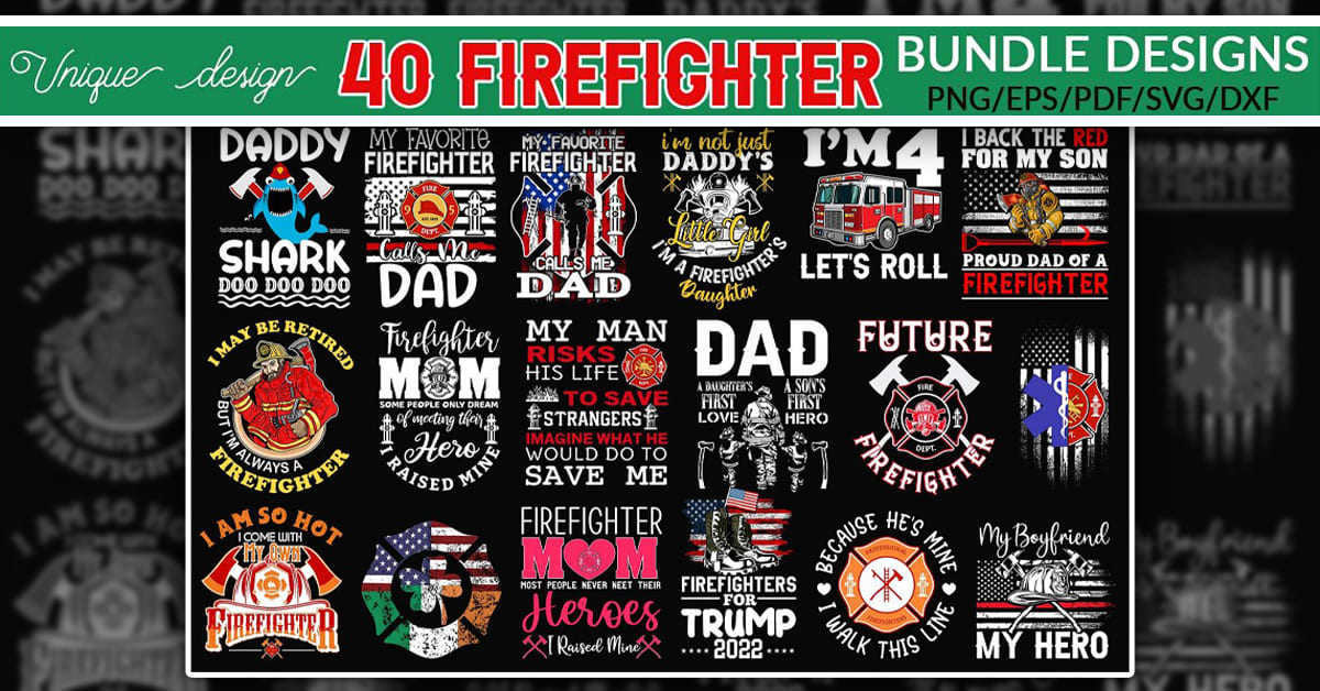 Firefighter T-Shirt Design Bundle - Facebook.