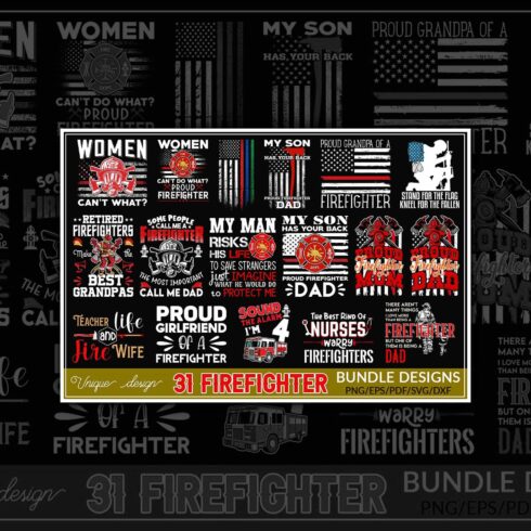 Firefighter T-Shirt Design Bundle.