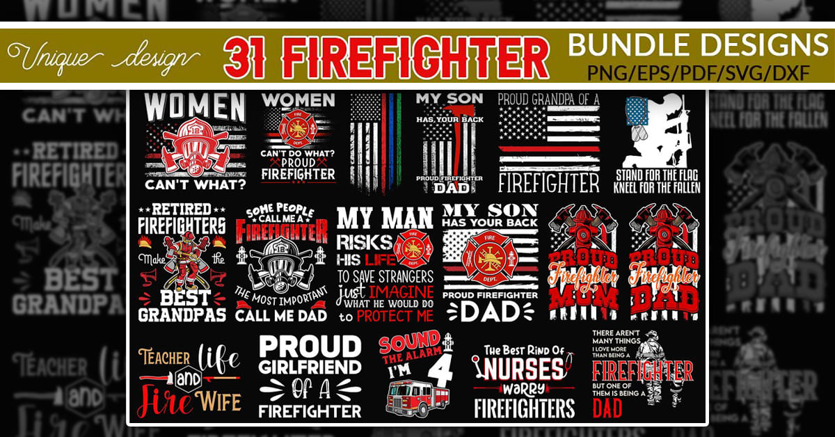 Firefighter T-Shirt Design Bundle - Facebook.