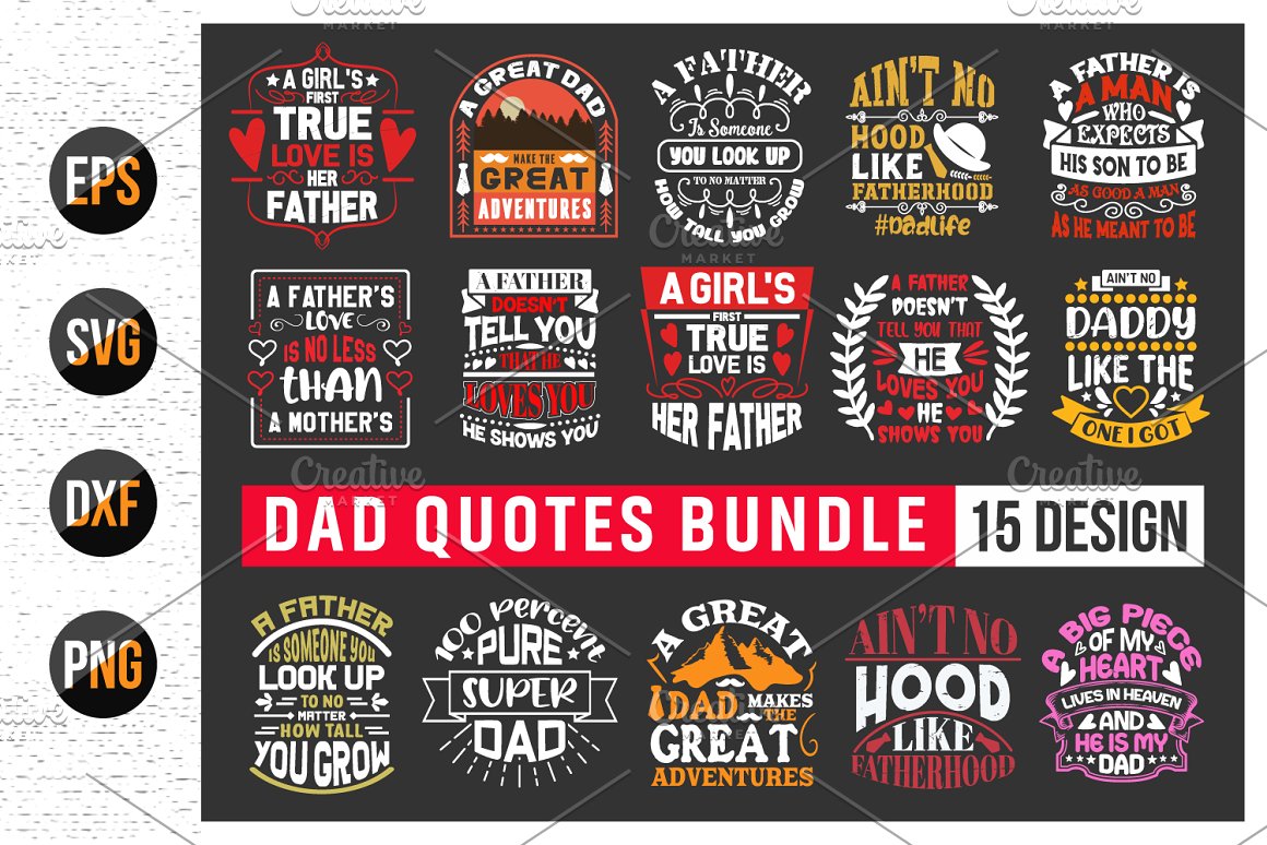 Dad quotes bundle (15 design).