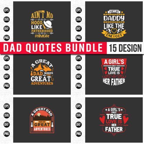 Dad Typographic T-Shirt Bundle.