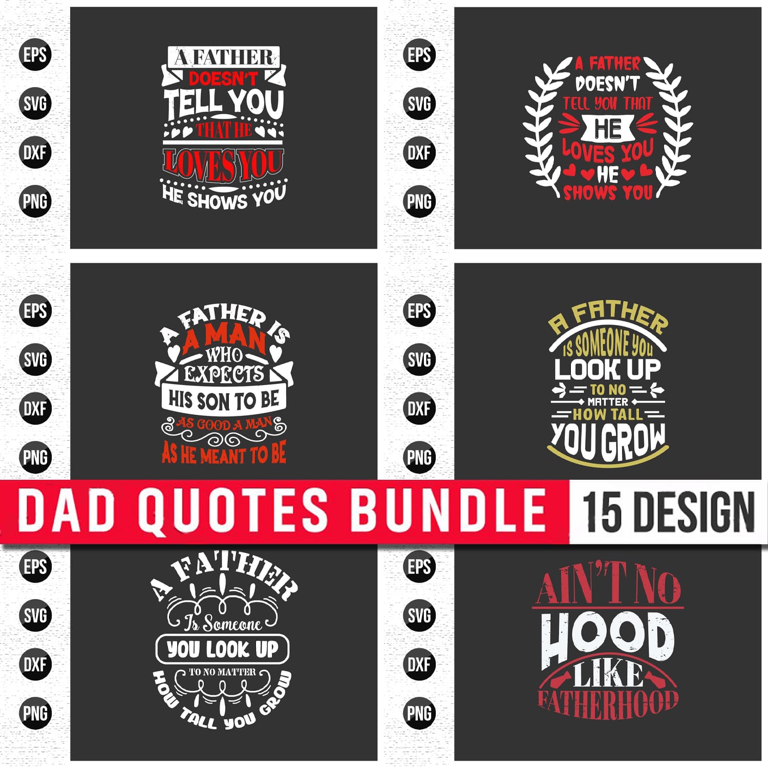 Dad Typographic T-Shirt Bundle Cover.