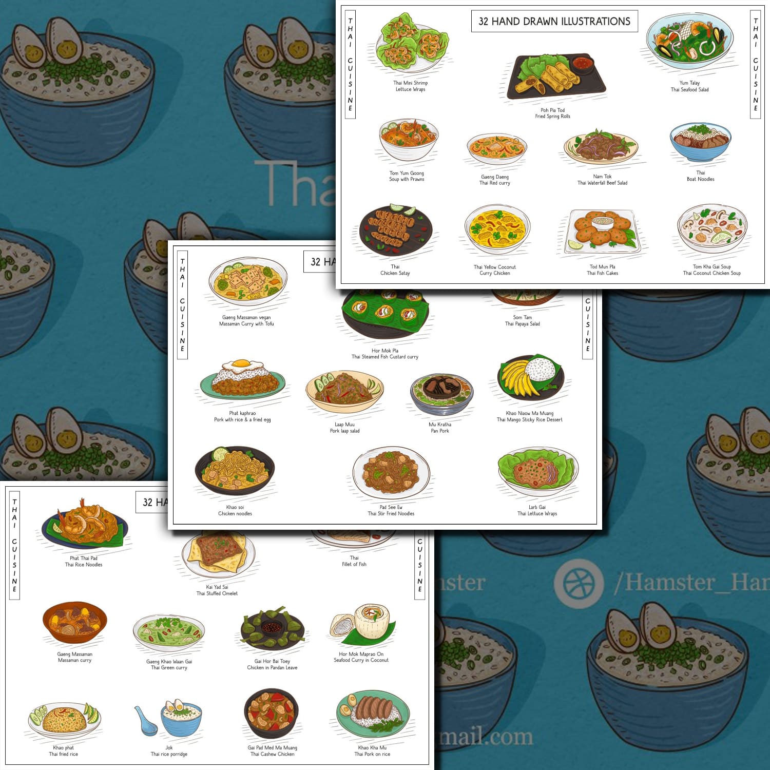 Thai Cuisine food illustration cover.