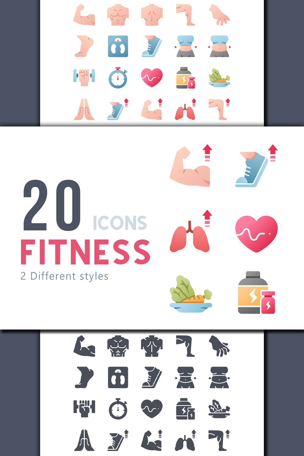 Set of colorful fitness icons.