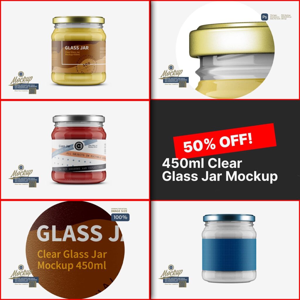 450ml Clear Glass Jar Mockups Set MasterBundles