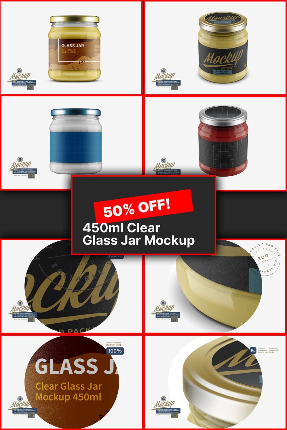 450ml Clear Glass Jar Mockups Set - Pinterest.