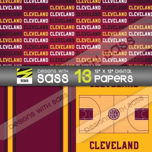 Cleveland basketball digital paper - main image preview.