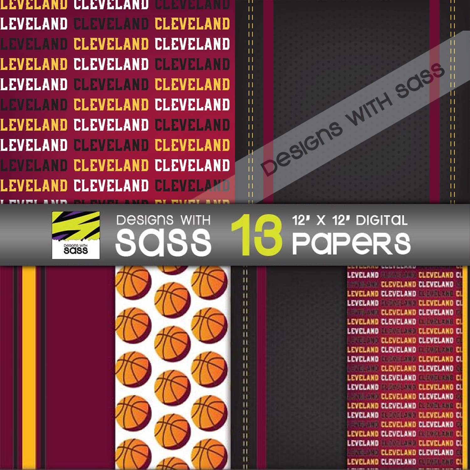 Cleveland Basketball Digital Paper created by designswithsass.
