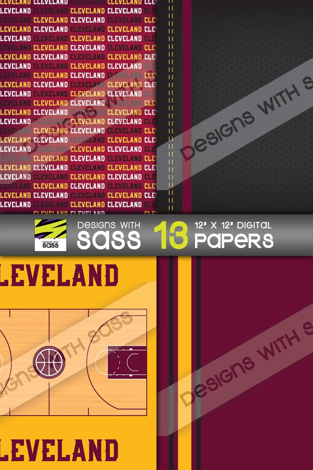 Cleveland basketball digital paper - pinterest image preview.