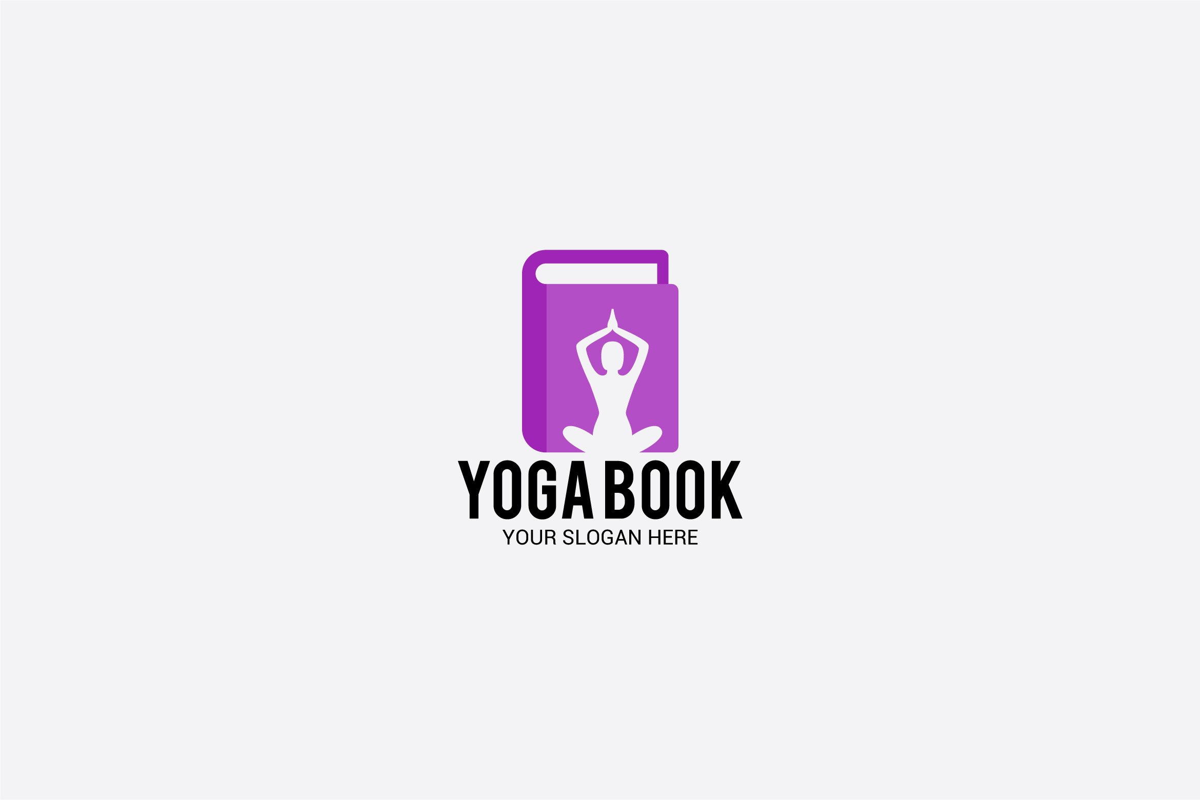 Purple book logo for yoga industry.
