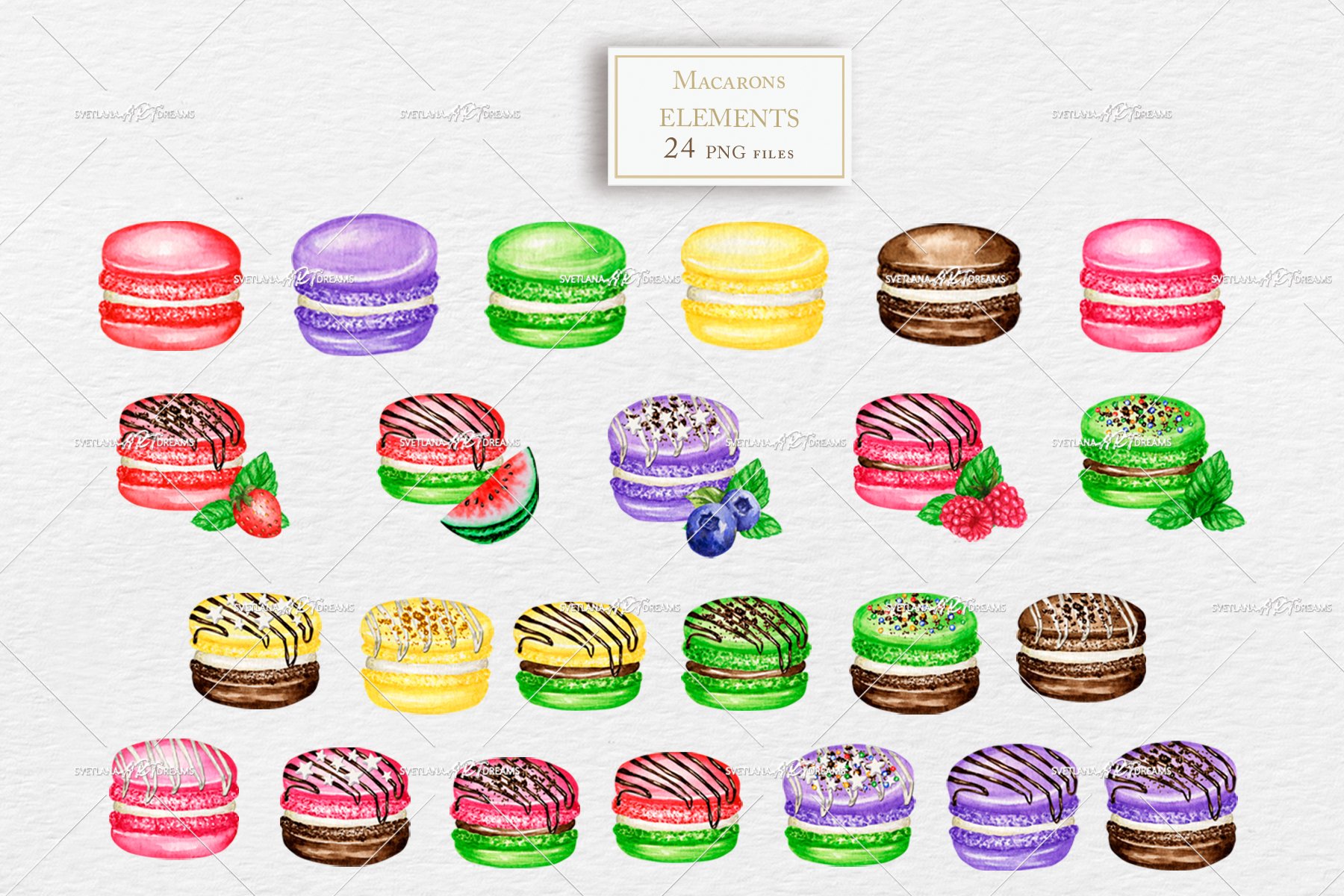 Diverse of colorful macaroons.