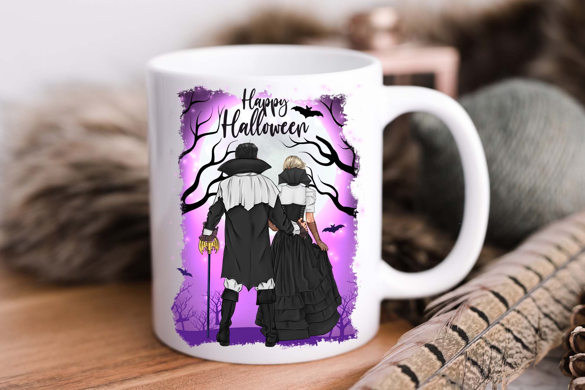 Halloween Couple Clipart mug mockup.