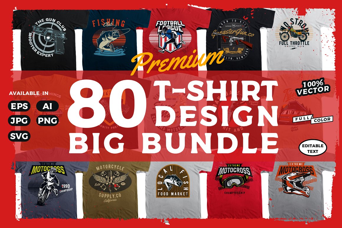 80 T-Shirt Design Bundle Cover.