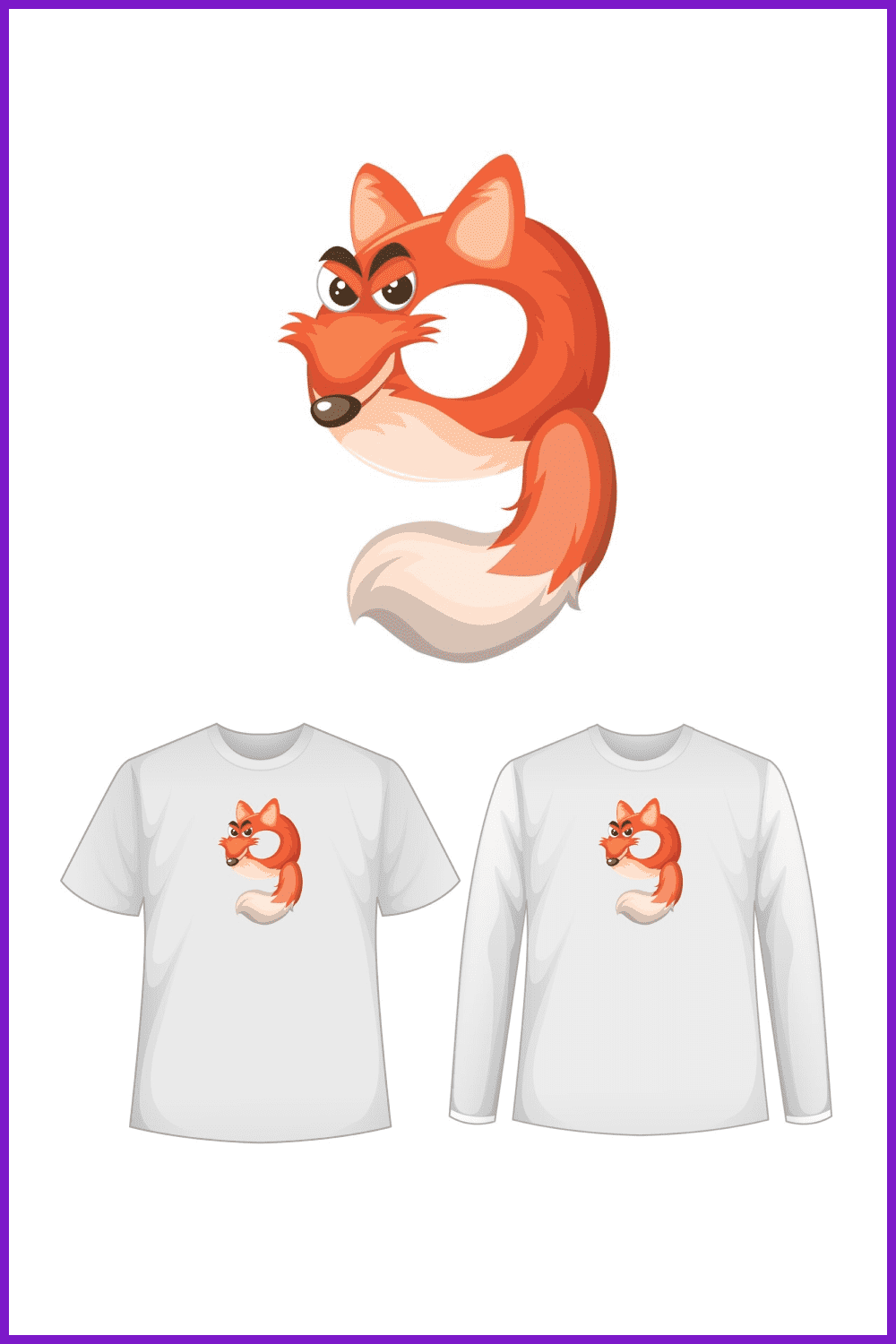 White t-shirts with painted funny orange fox.