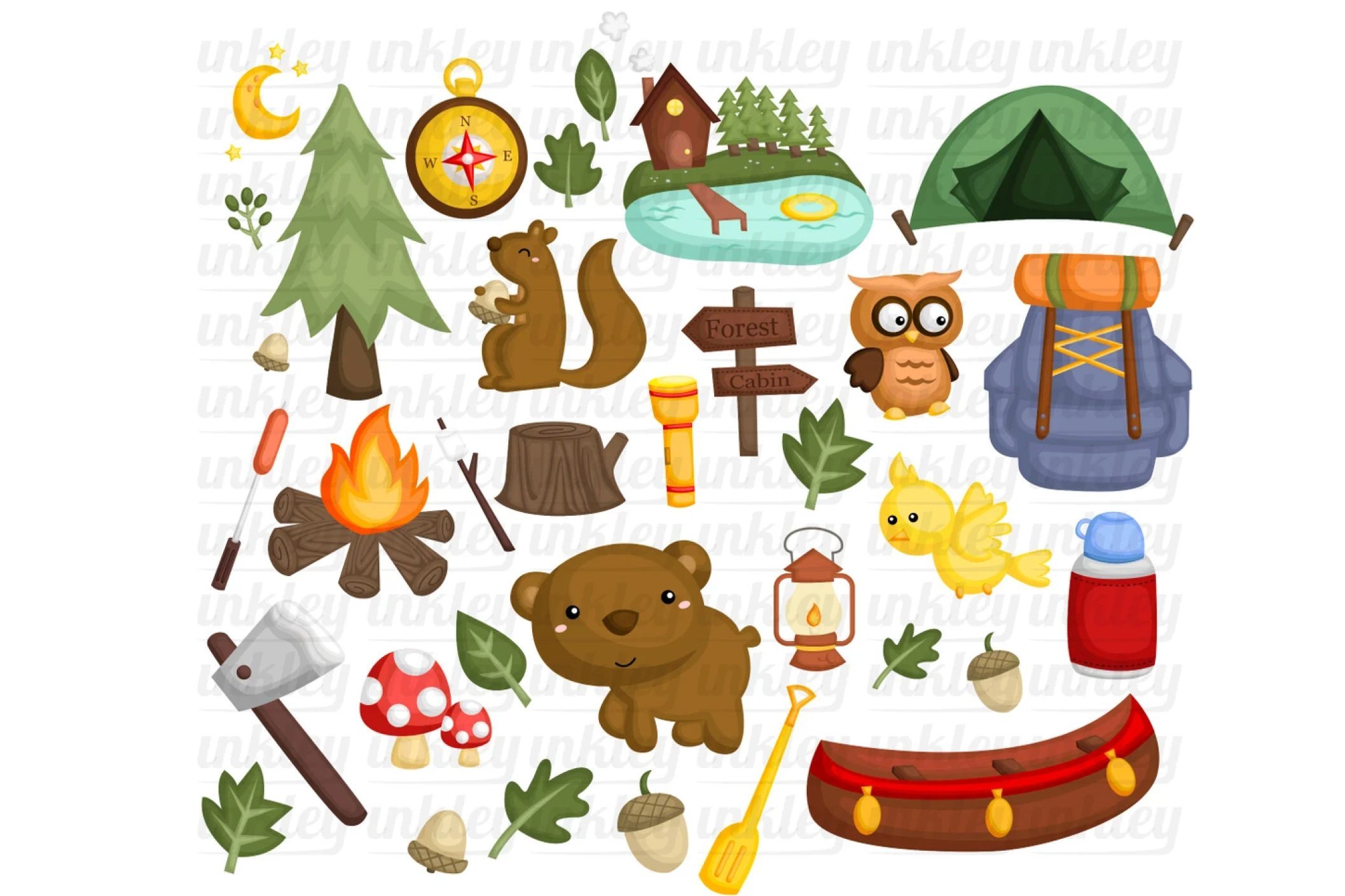 High quality illustrations for camping composition.