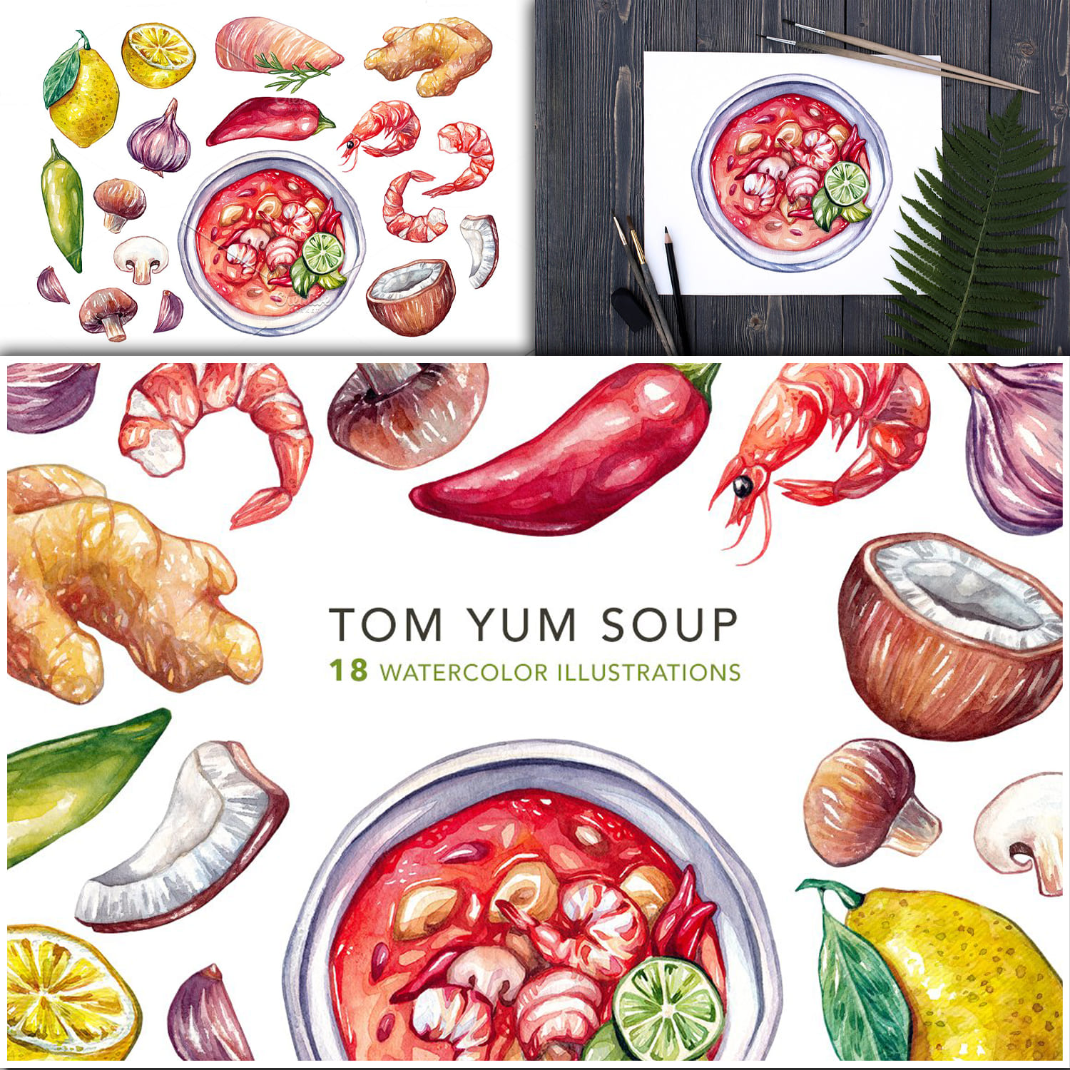 Tom Yum Soup + Ingredients cover.