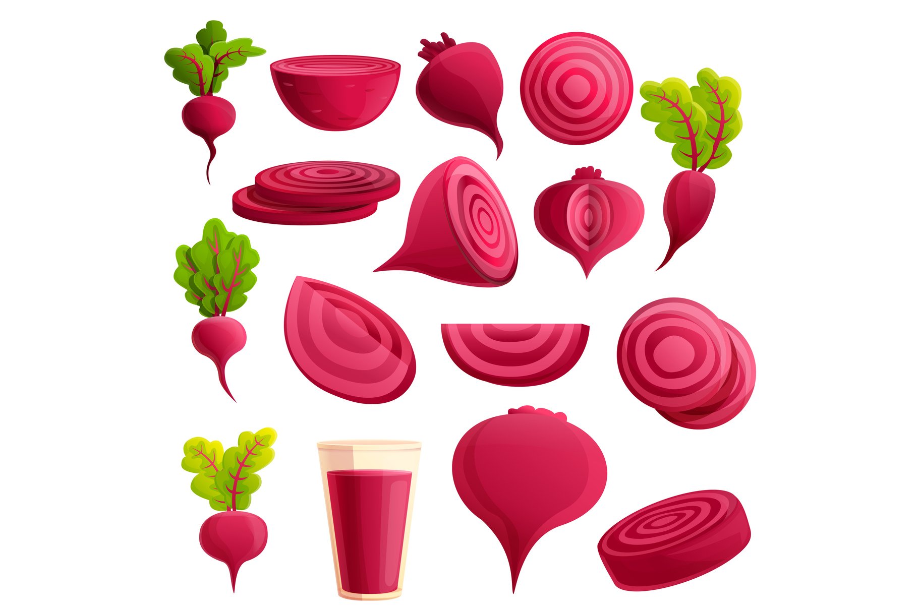 Some parts and products of beetroots.
