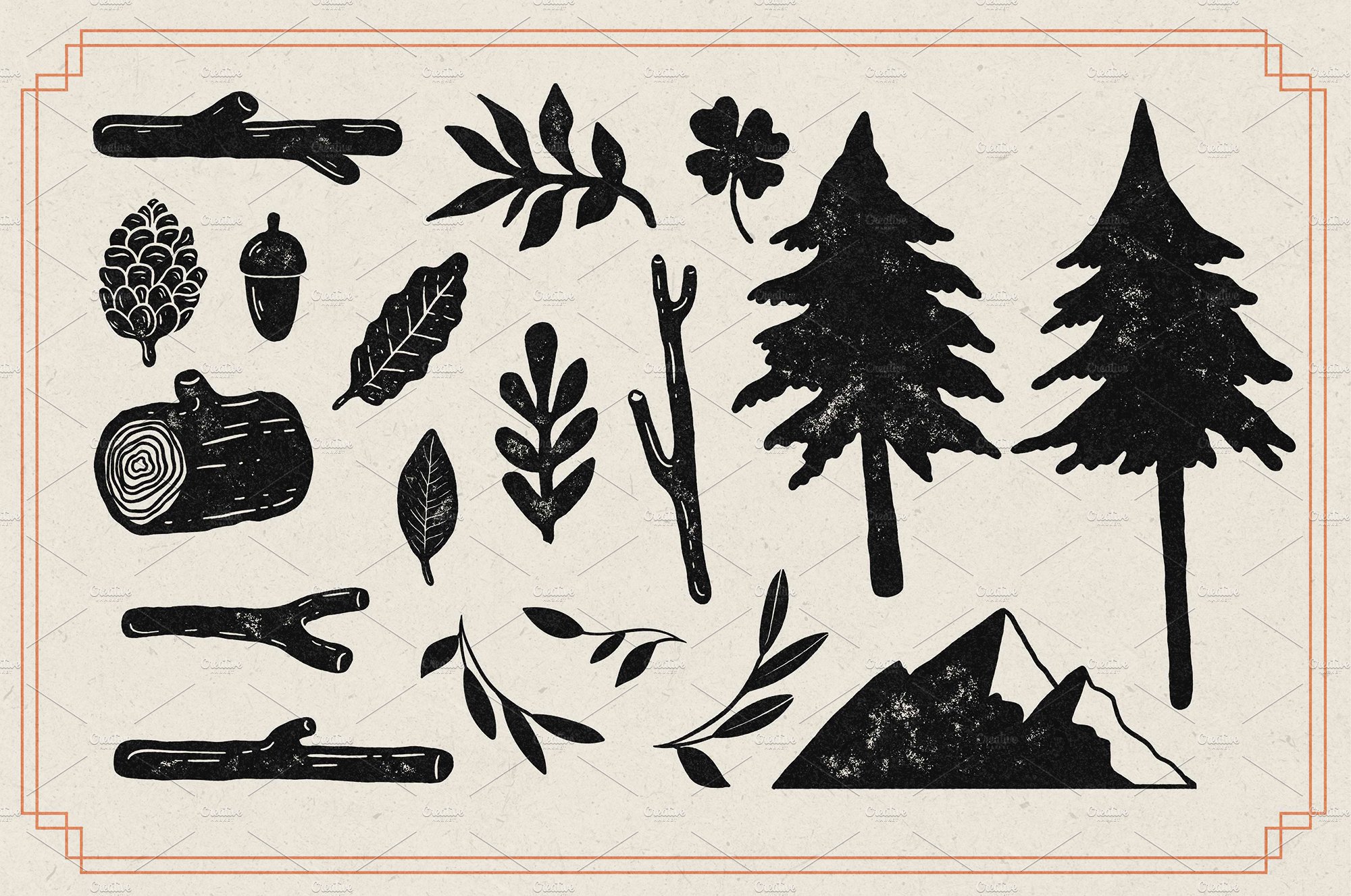 Various of black forest elements.