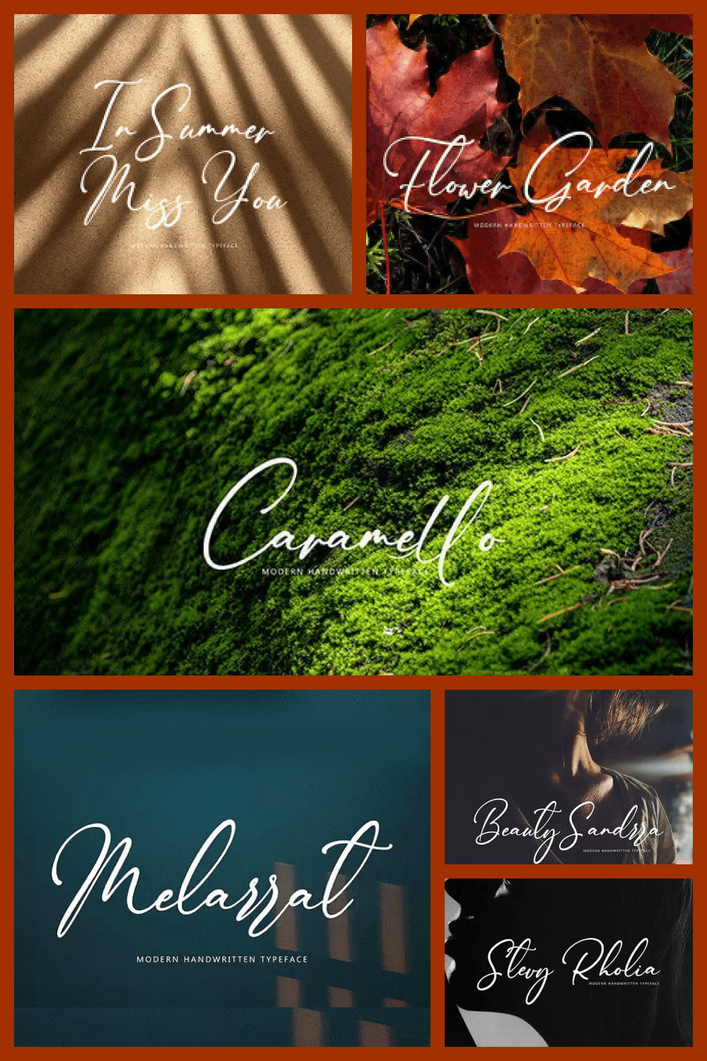 A collage of images with a handwritten font on the background of the forest, leaves, wall, person.