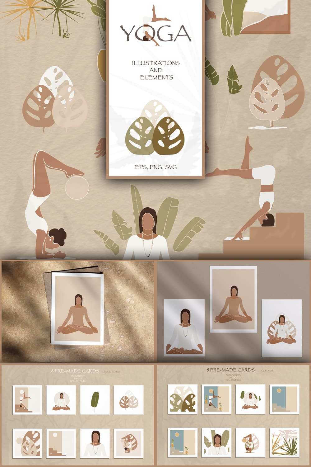Yoga abstract graphic collection - pinterest image preview.