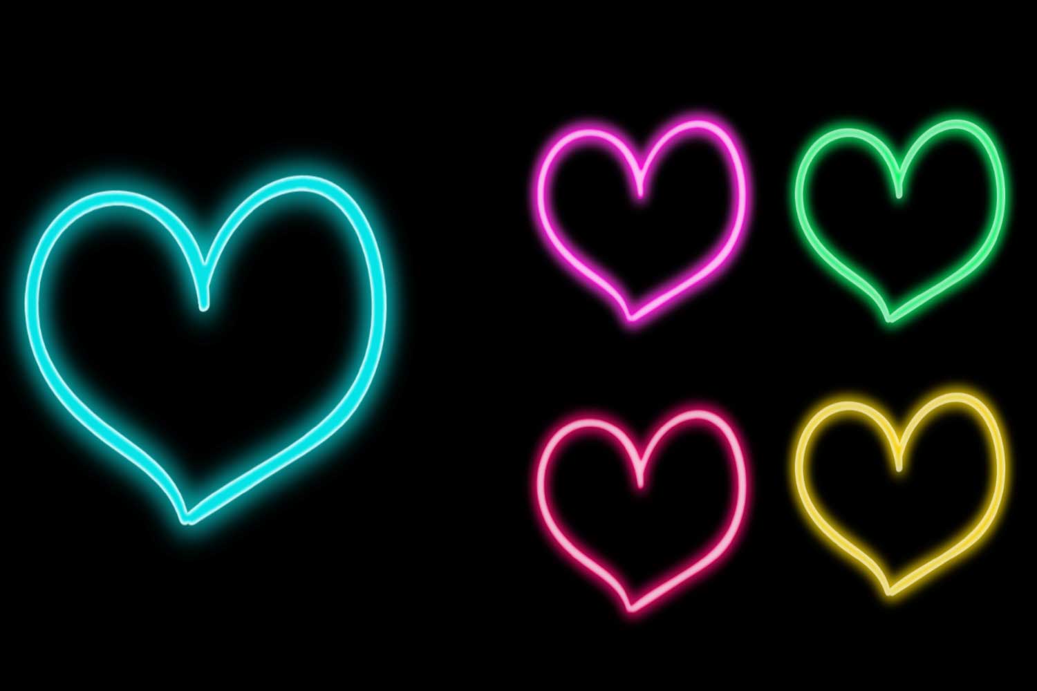 Outline Glowing Neon Heart Icon facebook image.