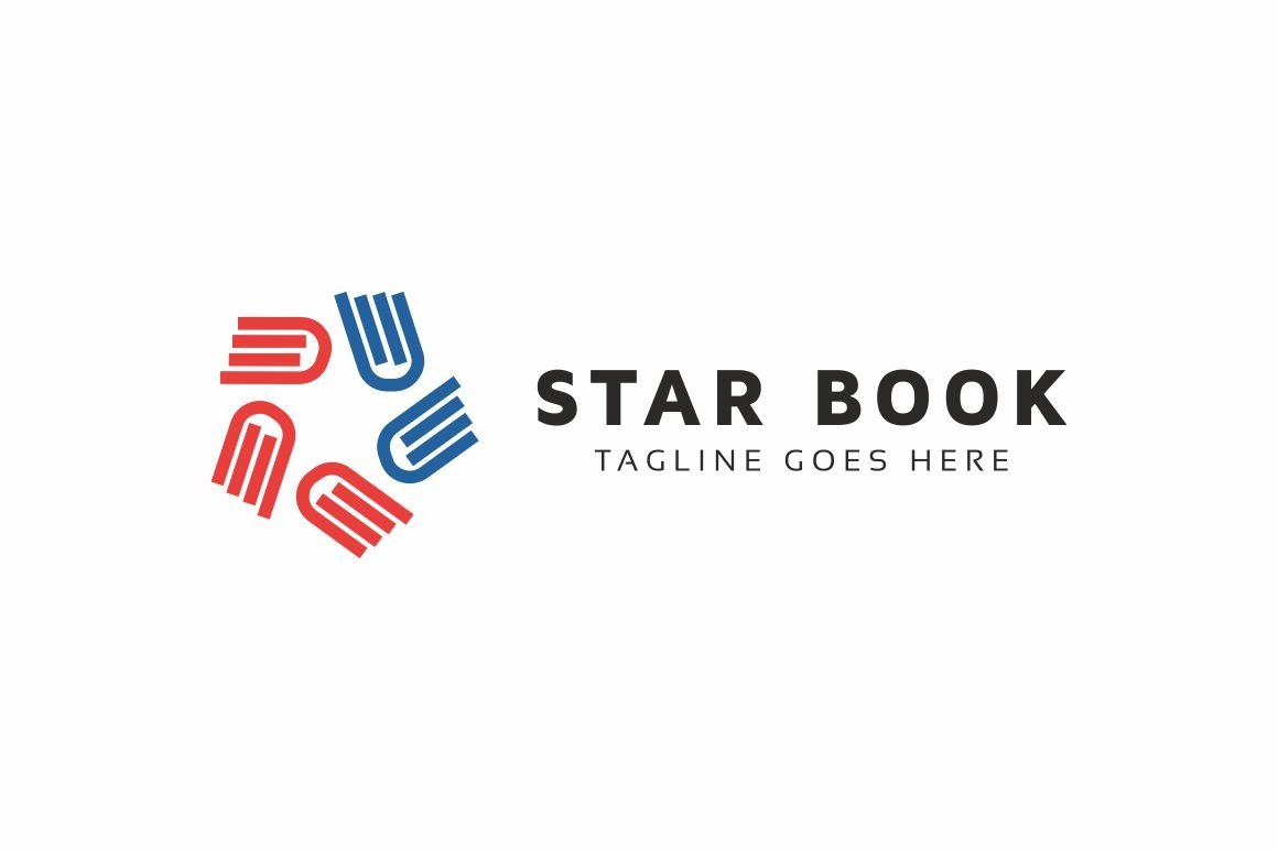Creative book logo with a lettering.