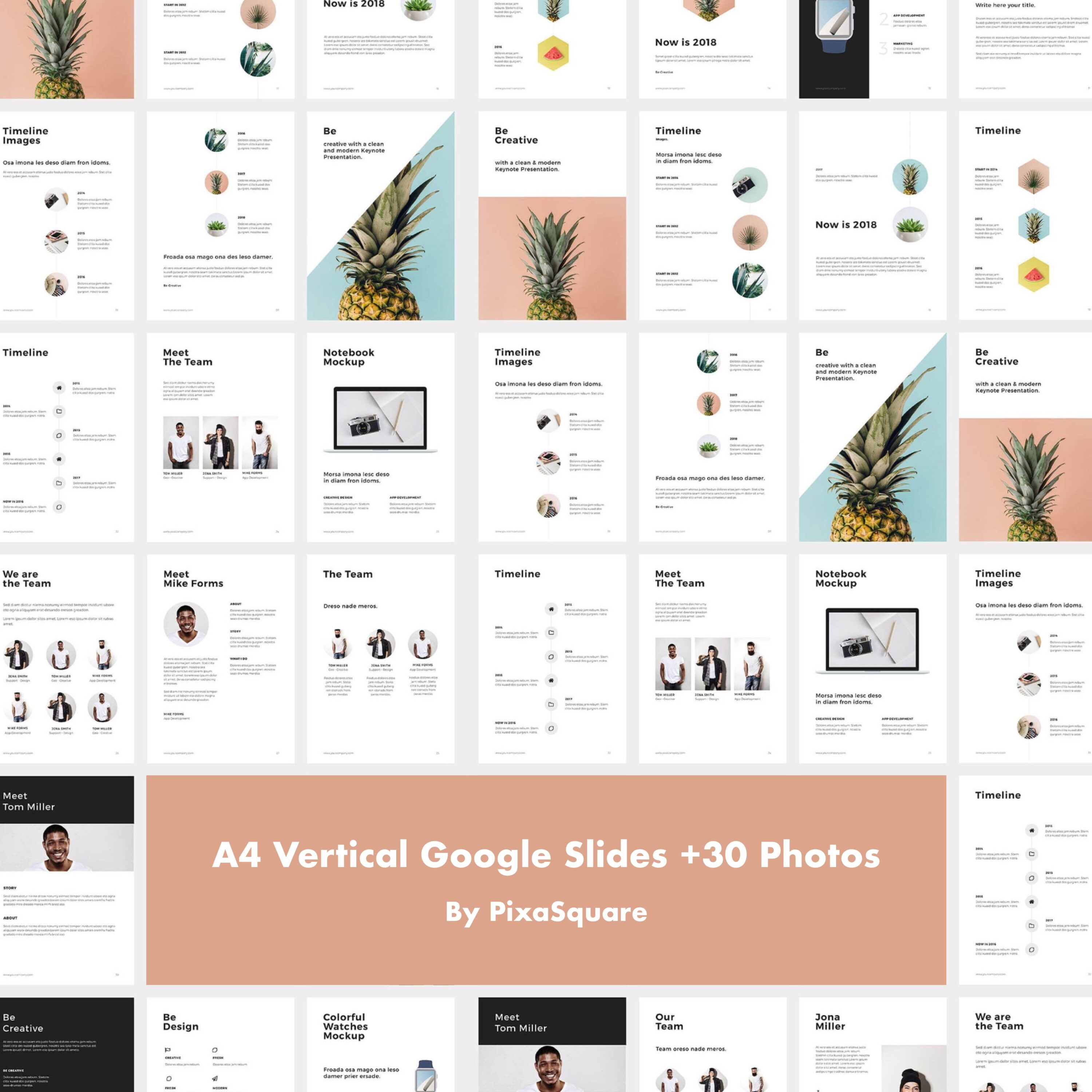 A4 Vertical Google Slides +30 Photos.